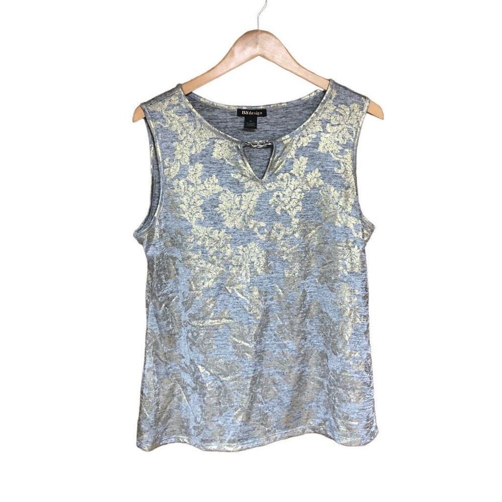 By Design Extra Large (XL) Gold Embellished Grey Sleeveless Tank